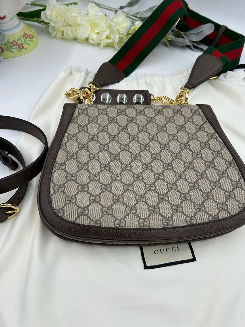 Women's Gucci Blondie iconic GG Supreme canvas shoulder Bag made in Italy - Picture 6 of 16